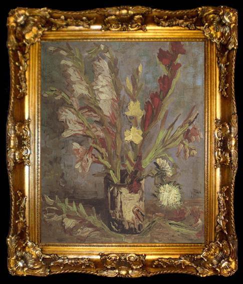 framed  Vincent Van Gogh Vase with Gladioli (nn04), ta009-2